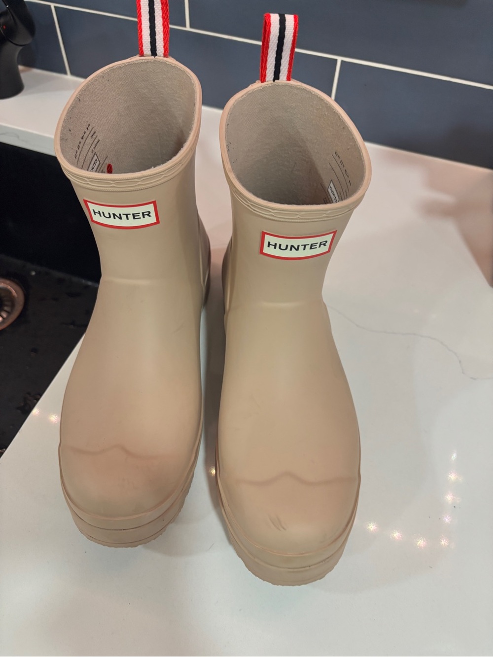 Hunter Short Rain Boots in Light Beige